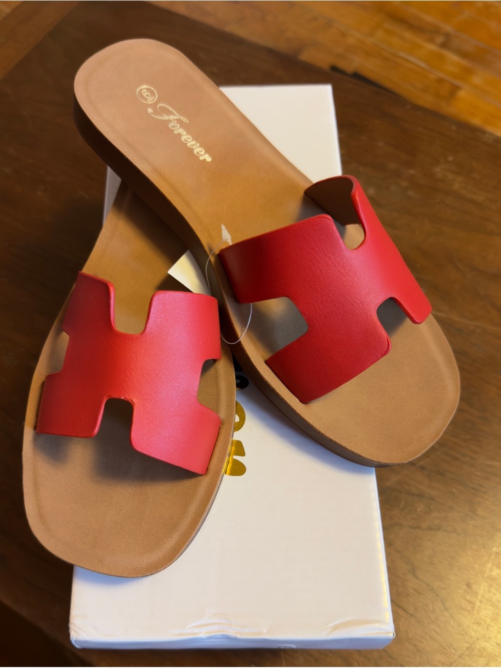 Forever Red Cutout Slide Sandals for Women